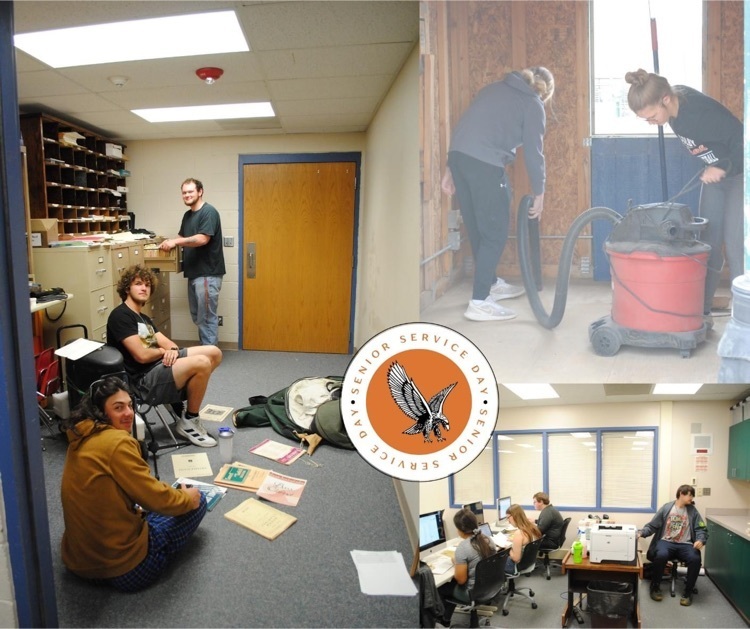 High school students in a filing room,computer lab, and using a shop vac